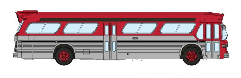 Rapido 573097 N Scale New Look Suburban Bus - Unlettered Red/Silver (with Working Headlights)