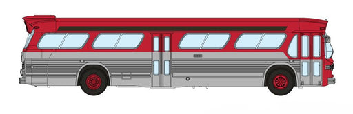 Rapido 573097 N Scale New Look Suburban Bus - Unlettered Red/Silver (with Working Headlights)