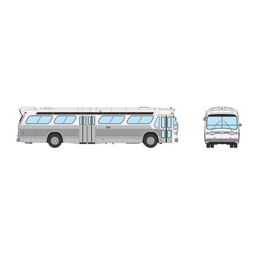 Rapido  751037 HO Scale Deluxe New Look Suburban Bus - Unlettered Transit (dual doors) White/Silver