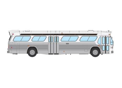 Rapido  751037 HO Scale Deluxe New Look Suburban Bus - Unlettered Transit (dual doors) White/Silver
