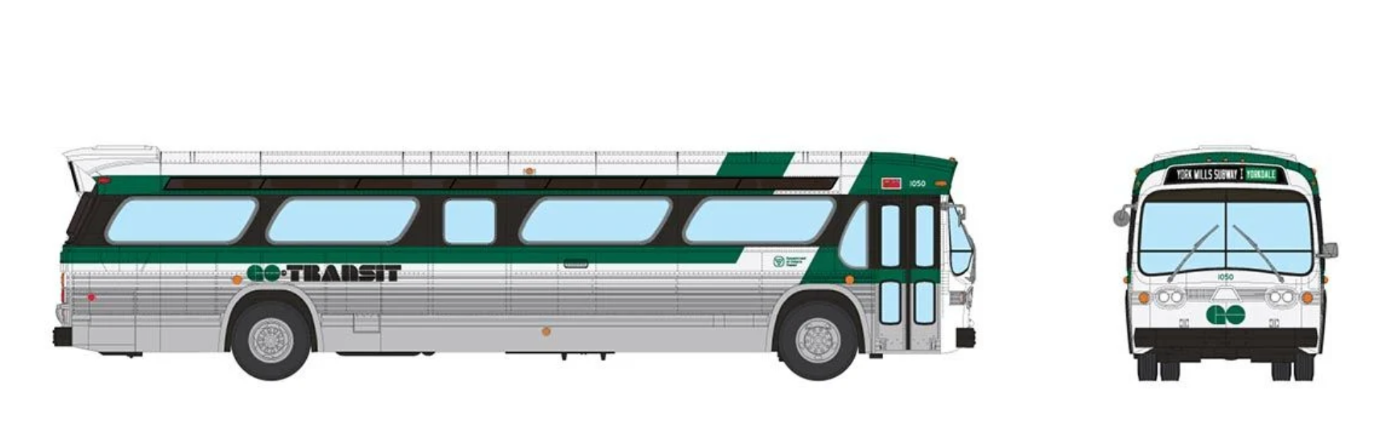 Rapido 753111 HO Scale Deluxe New Look Suburban Bus - GO Transit (Late) 1050