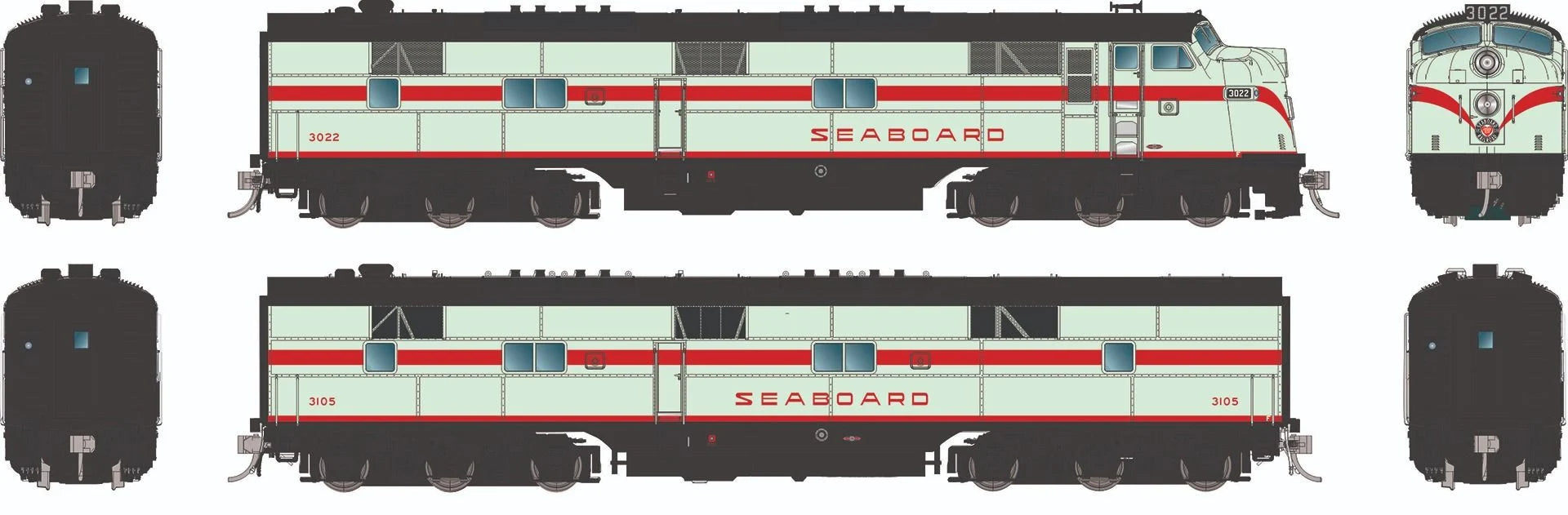 Rapido HO Scale EMD E7A + E7B Seaboard Air Line SAL (DC/DCC/Sound)