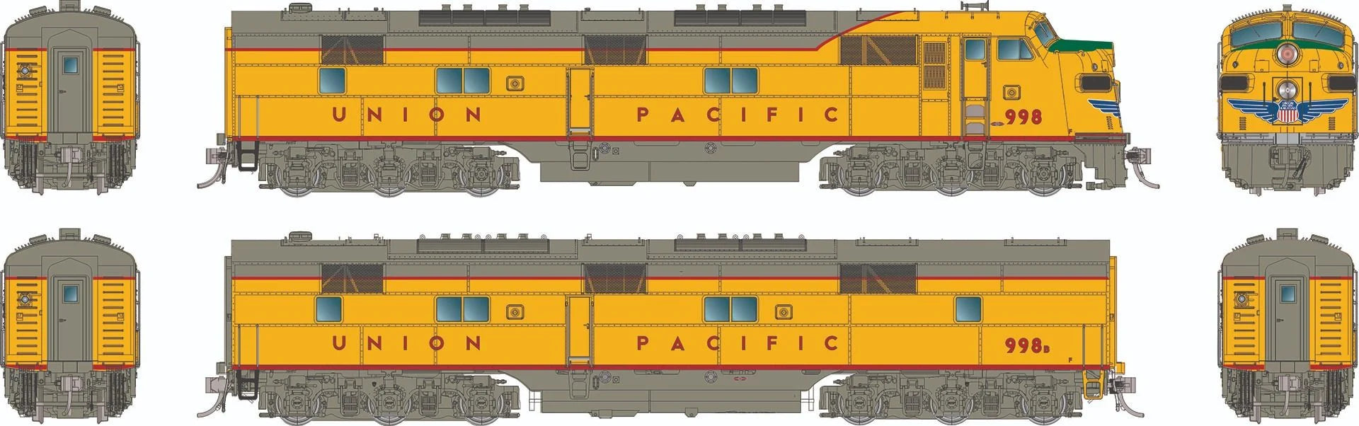 Rapido HO Scale EMD E7A + E7B Union Pacific UP - DC