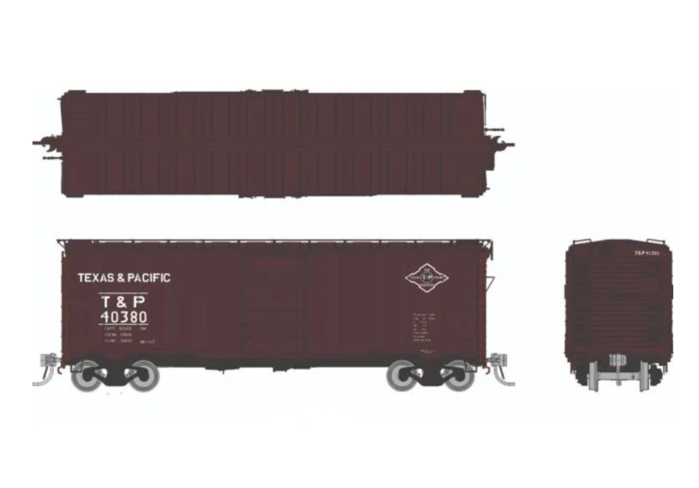 Rapido Trains 1011003A HO Scale 1937 AAR Boxcar Texas & Pacific T&P #s Vary