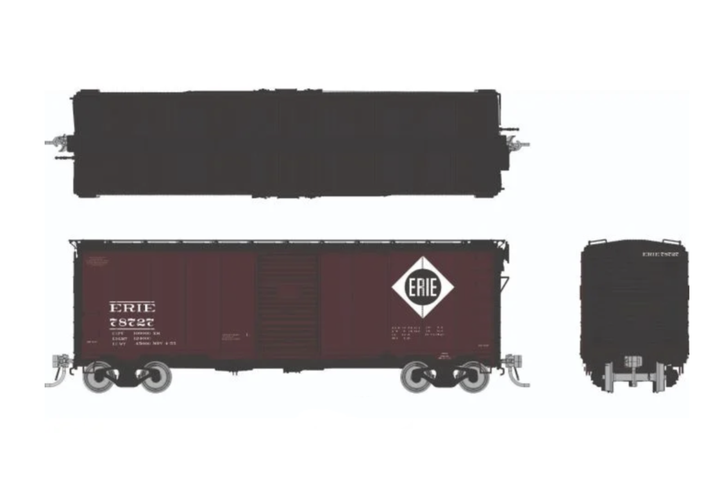 Rapido Trains 1011009A HO Scale 1937 AAR Boxcar Erie #s Vary