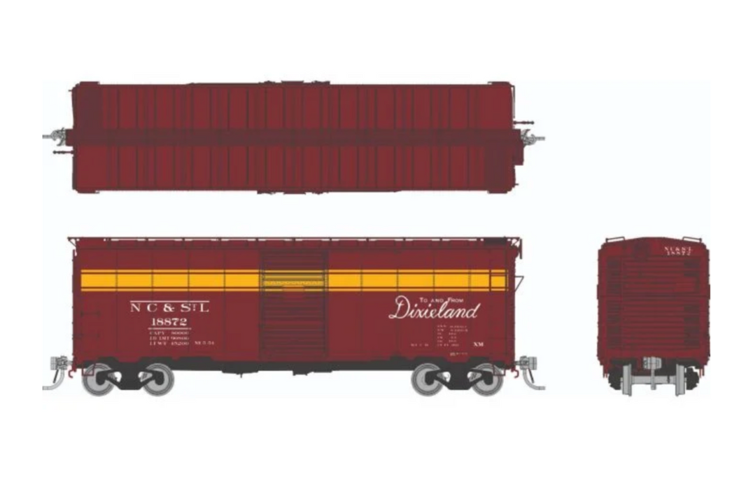 Rapido Trains 1011012A HO Scale 1937 AAR Boxcar Nashville, Chattanooga & St Louis NC&StL #s Vary