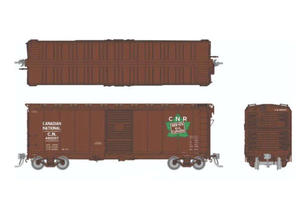Rapido Trains 1011015A HO Scale 1937 AAR Boxcar Canadian National CN #s Vary
