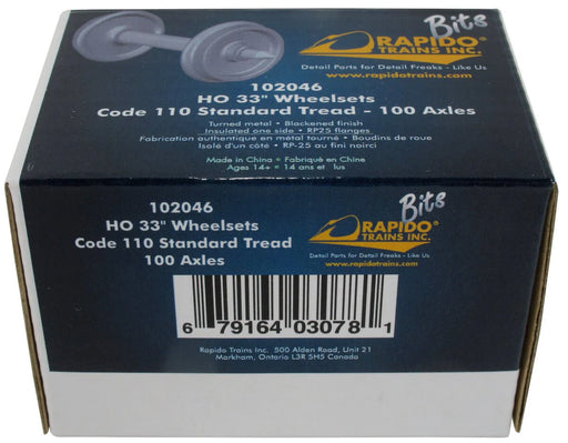 Rapido Trains 102046 HO Scale 33" Code 110 Metal Wheelsets (100 Pack)