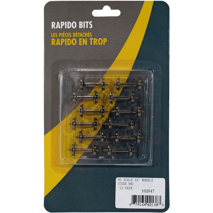 Rapido Trains 102047 HO Scale 33" Code 88 Metal Wheelsets (12 Pack)