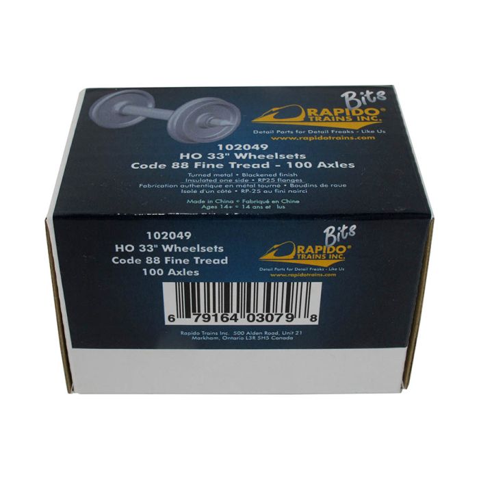 Rapido Trains 102049 HO Scale 33" Code 88 Metal Wheelsets (100 Pack)
