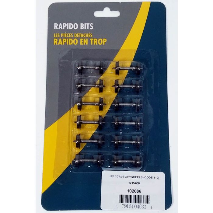 Rapido Trains 102086 HO Scale 36" Code 110 Metal Wheelsets (12 Pack)
