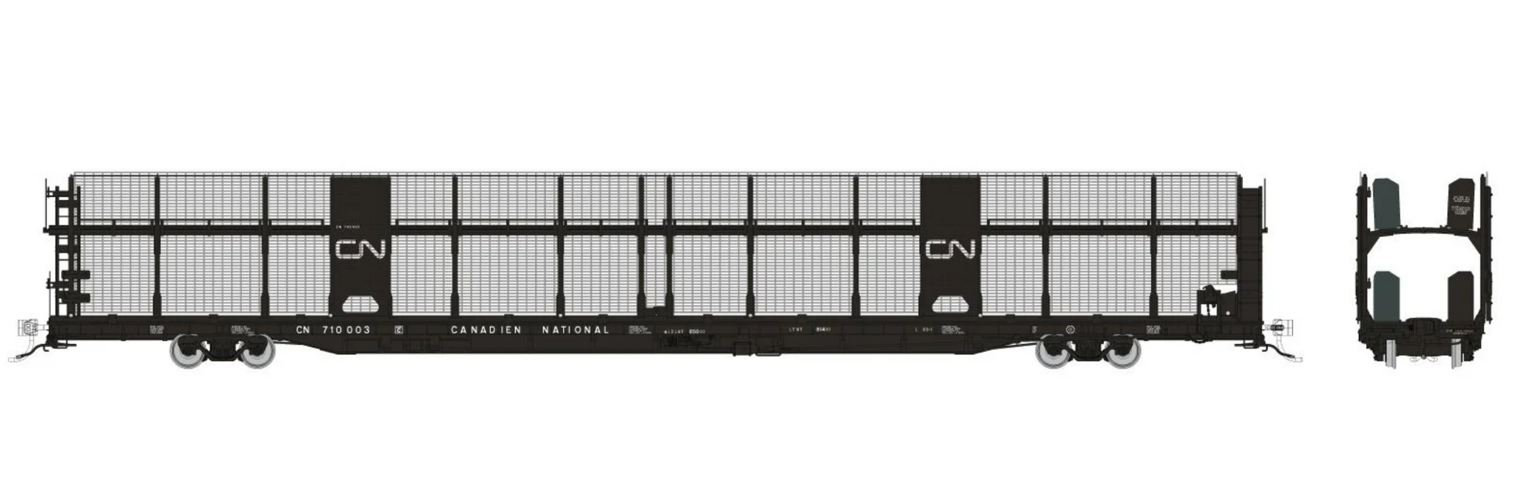 Rapido Trains 1024006 HO NSC 89' Bi-Level Autorack: CN Rail - Late w/ mesh