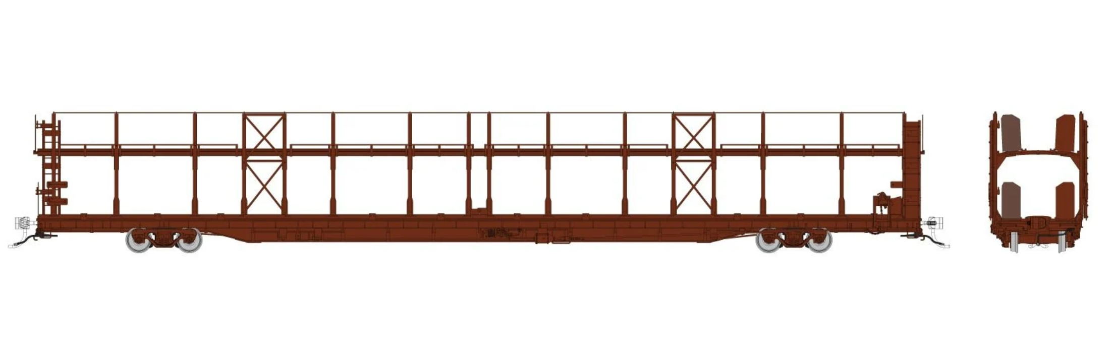 Rapido Trains 1024098 HO NSC 89' Bi-Level Autorack: Painted/Unlettered Brown: Single Car