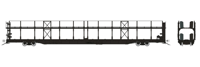 Rapido Trains 1024099 HO NSC 89' Bi-Level Autorack: Painted/Unlettered Black: Single Car