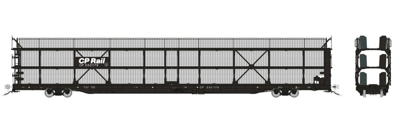 Rapido Trains 1024103 HO NSC 89' Tri-Level Autorack: CP Rail - Black Panel w/ mesh