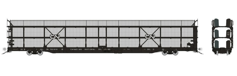 Rapido Trains 1024105 HO NSC 89' Tri-Level Autorack: CN Rail - Late w/ mesh