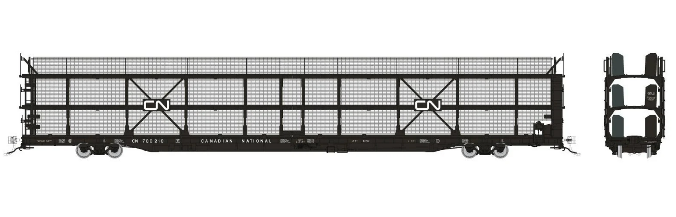 Rapido Trains 1024105 HO NSC 89' Tri-Level Autorack: CN Rail - Late w/ mesh
