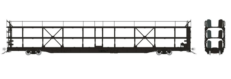 Rapido Trains 1024199 HO NSC 89' Tri-Level Autorack: Painted/Unlettered Black: Single Car