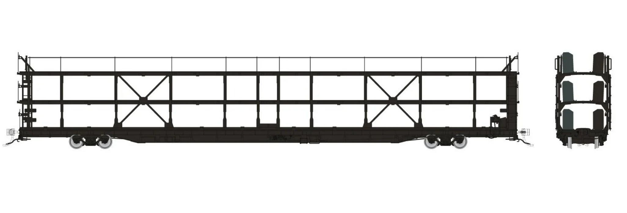 Rapido Trains 1024199 HO NSC 89' Tri-Level Autorack: Painted/Unlettered Black: Single Car