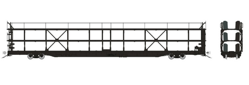 Rapido Trains 1024199 HO NSC 89' Tri-Level Autorack: Painted/Unlettered Black: Single Car