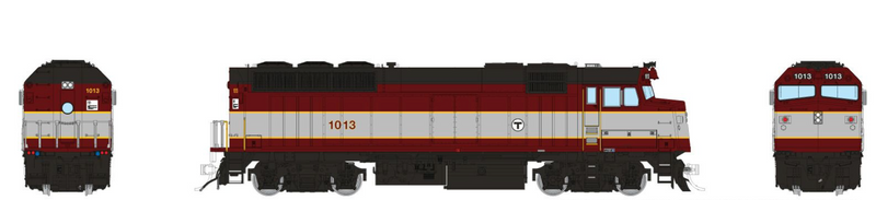 Rapido Trains 1043515 HO Scale EMD F40PH MBTA - Maroon & Silver 1013 with DCC & Sound