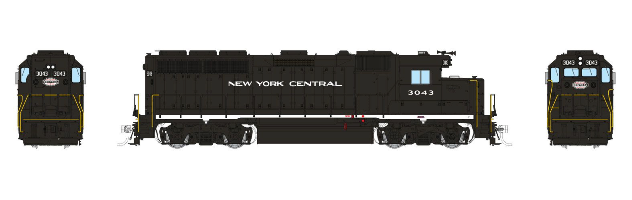 Rapido Trains 1078029 HO EMD GP40 (DC/Silent): New York Central - Cigar Band: #3043