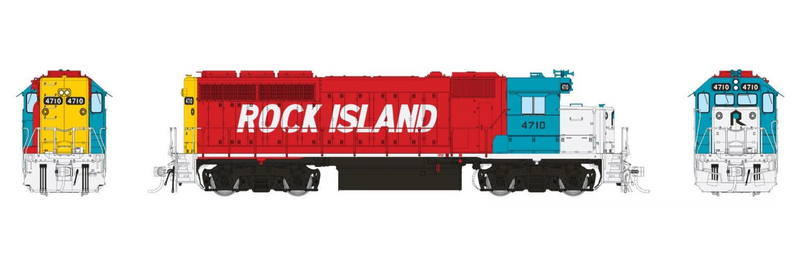 Rapido Trains 1078033 HO EMD GP40 (DC/Silent): Rock Island - Maroon & Blue: #4710