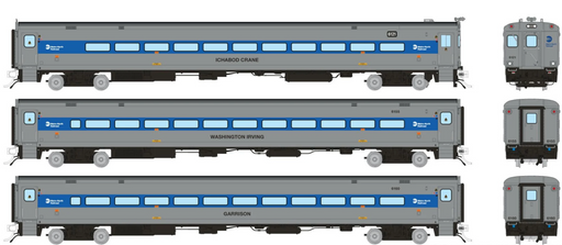Rapido Trains 1084026 HO Scale Comet Car Metro North - Modern Set 4 (Cab 6121 Coaches 6155, 6160)