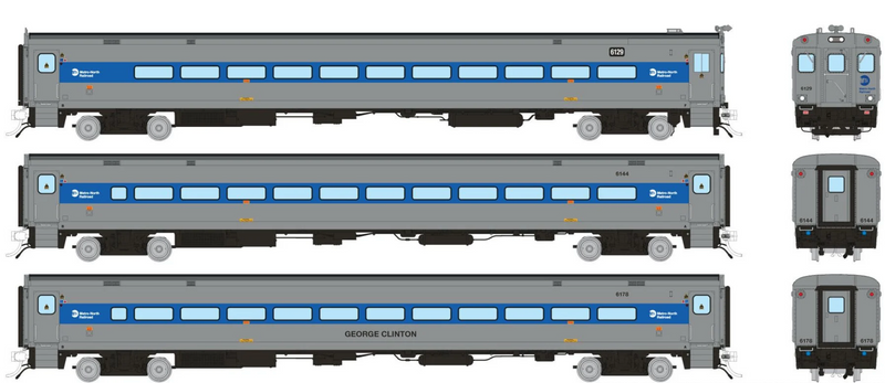 Rapido Trains 1084027 HO Scale Comet Car Metro North - Modern Set 5 (Cab 6129 Coaches 6144, 6178)