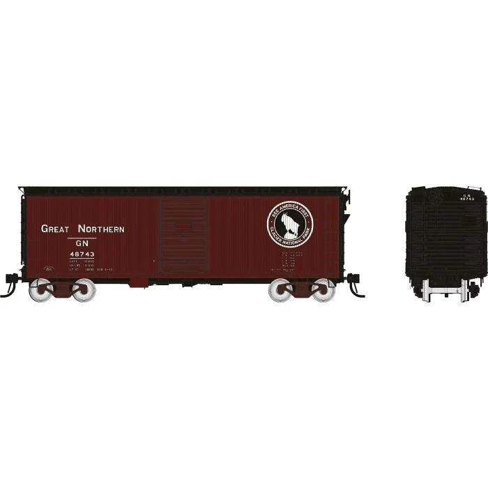 Rapido Trains 1105002A HO Scale 40' Wood Boxcar Great Northern GN Glacier Park Logo #s Vary