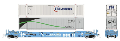 Rapido Trains 1132002 HO Scale 53' Husky-Stack Well Car + Containers RPDX "Prostate Cancer Awareness" #654685