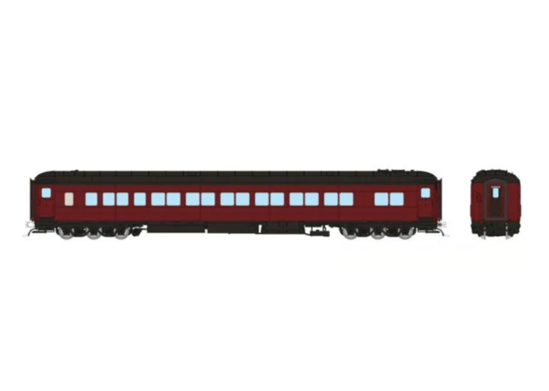 Rapido Trains 125098 HO Balloon Top Coach Painted Tuscan Unlettered