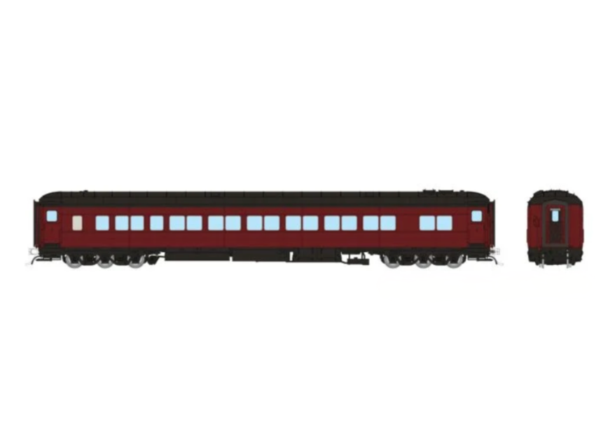Rapido Trains 125098 HO Balloon Top Coach Painted Tuscan Unlettered