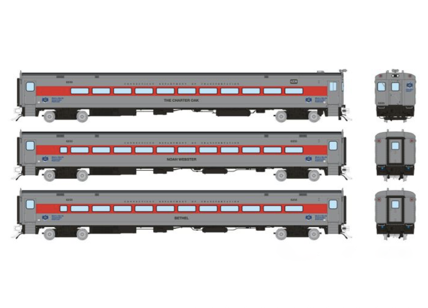Rapido Trains 128528 HO Scale Comet Coach CT DOT "Early" Set #2