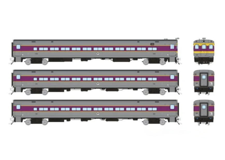 Rapido Trains 128543 HO Scale Comet Coach MBTA 3 Car Set #2