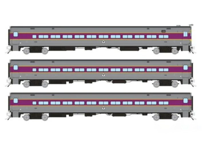 Rapido Trains 128543 HO Scale Comet Coach MBTA 3 Car Set #2