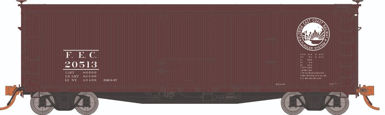 Rapido Trains 130120A HO Scale 40' DS Boxcar Florida East Coast FEC #s Vary