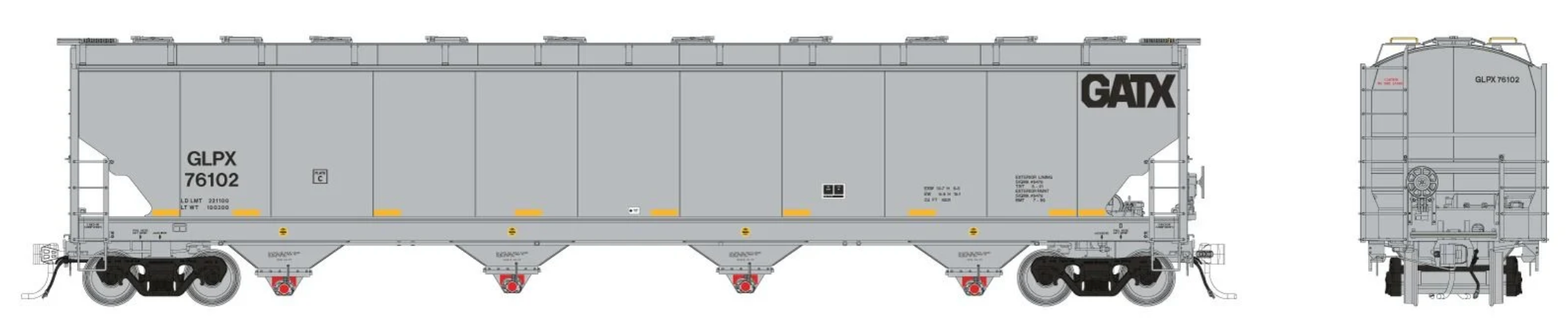 Rapido Trains 136002 HO Trinity 6221cuft Covered Hopper: GPLX (General American Marks)
