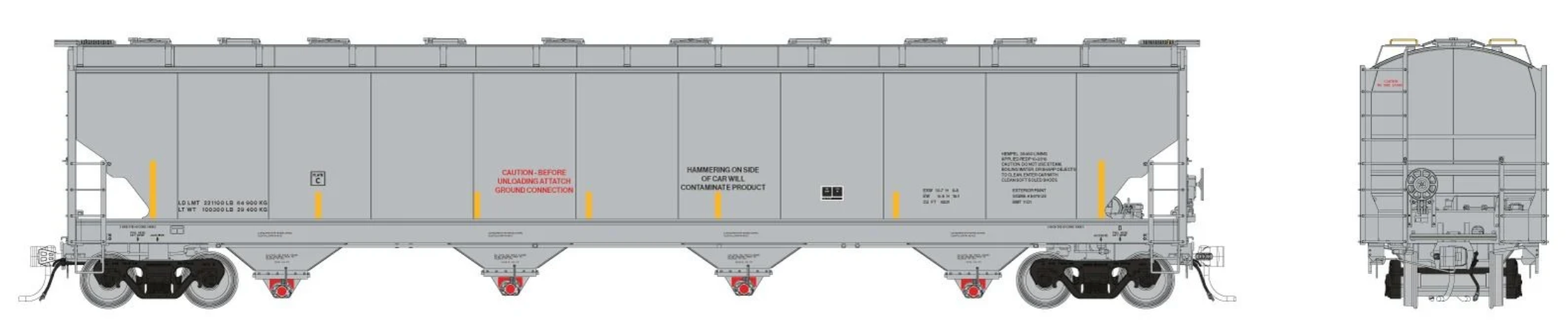 Rapido Trains 136098 HO Trinity 6221 Covered Hopper: Data Only Grey: Single Car