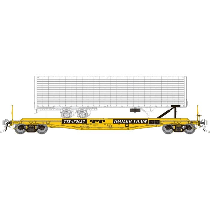 Rapido Trains 138019A HO Scale F30D 50' TOFC Flatcar with Trailer "Yellow" TTX # Varies