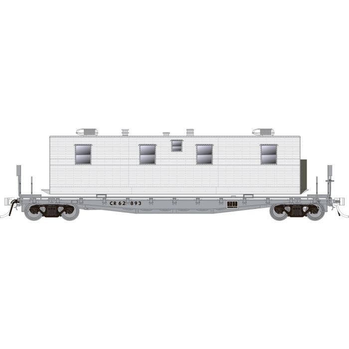 Rapido Trains 138101 HO Scale F30A 50' Flatcar with Camp Van Conrail CR MOW 3 Pack