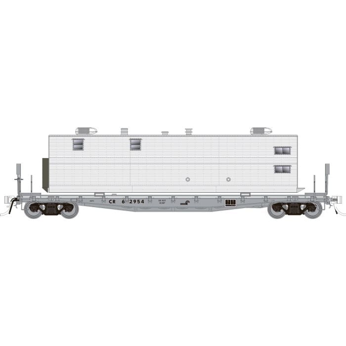 Rapido Trains 138101 HO Scale F30A 50' Flatcar with Camp Van Conrail CR MOW 3 Pack