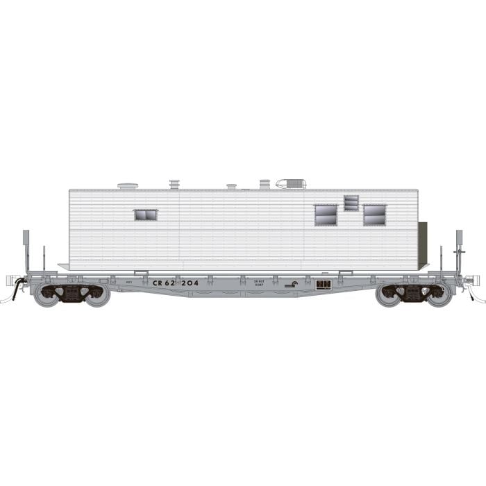 Rapido Trains 138101 HO Scale F30A 50' Flatcar with Camp Van Conrail CR MOW 3 Pack
