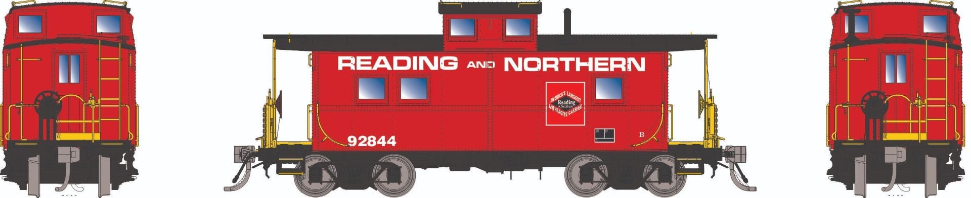Rapido Trains 144052 HO Scale Northeastern Style Steel Caboose Reading & Northern RBMN 92844