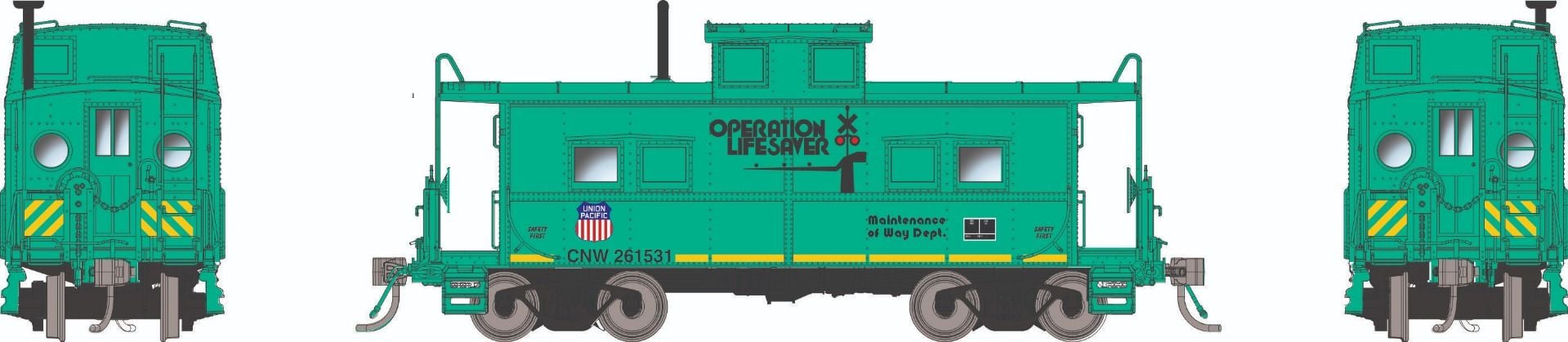 Rapido Trains 144116 HO Scale Northeastern Style Caboose (Porthole Windows) UP "Op Lifesaver" CNW 261531