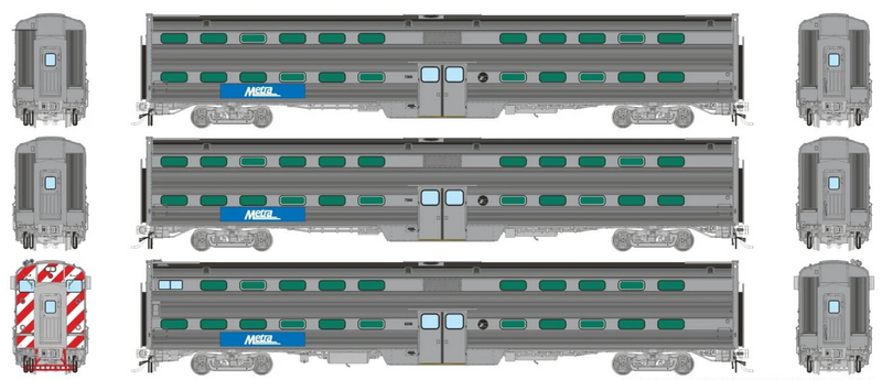 Rapido Trains 145028 HO Gallery Commuter Car: Metra - Modern Logo: Set