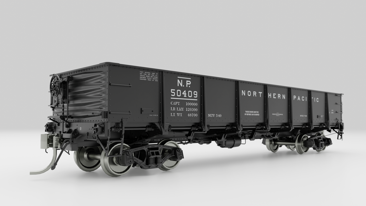 Rapido Trains 163006A HO Scale 40' Drop Bottom Gondola Northern Pacific NP 1966 Scheme Car 1 # Varies