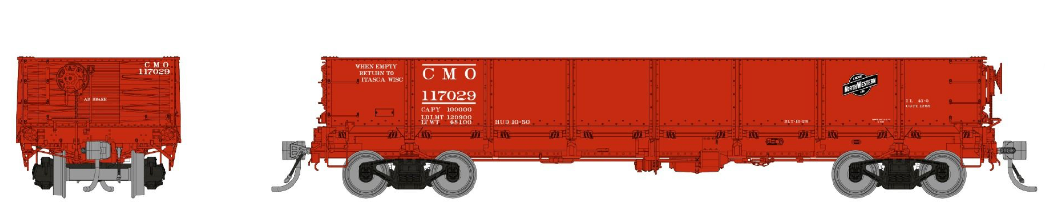 Rapido Trains 163012A HO Scale 40' Drop Bottom Gondola C&NW/CMO # Varies