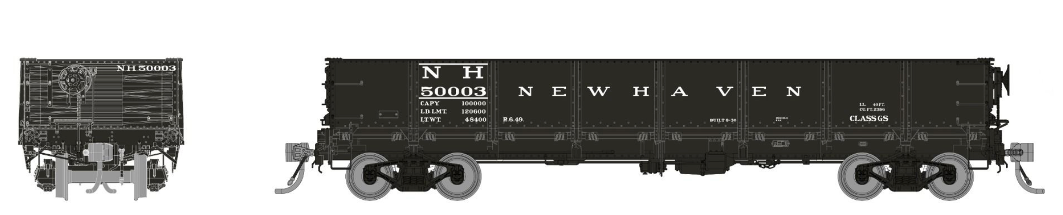 Rapido Trains 163015A HO Scale 40' Drop Bottom Gondola New Haven NH # Varies