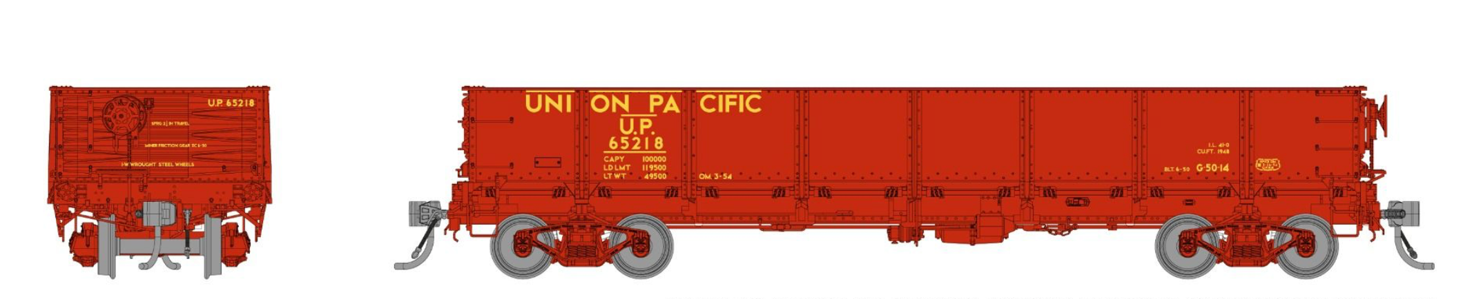 Rapido Trains 163017A HO Scale 40' Drop Bottom Gondola Union Pacific UP # Varies